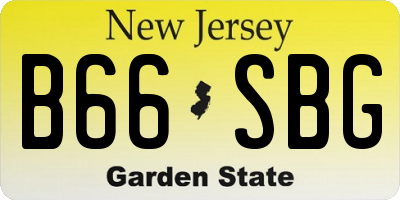 NJ license plate B66SBG