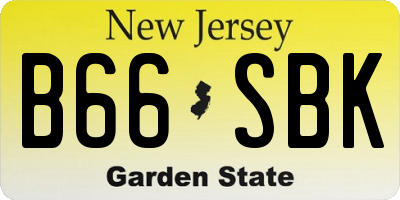 NJ license plate B66SBK