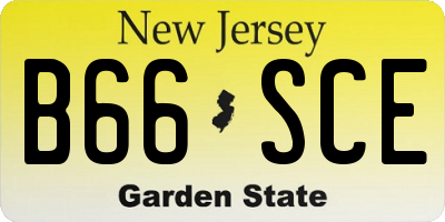 NJ license plate B66SCE