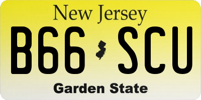 NJ license plate B66SCU