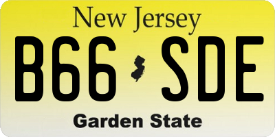 NJ license plate B66SDE
