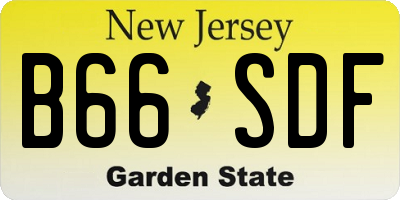 NJ license plate B66SDF