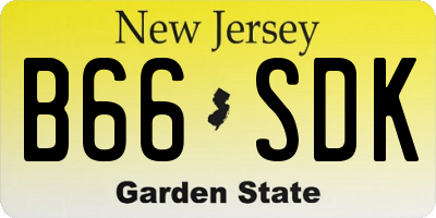 NJ license plate B66SDK