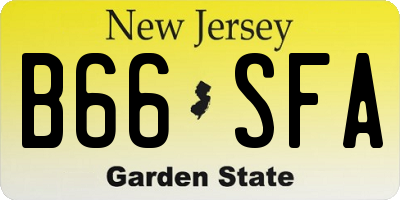 NJ license plate B66SFA