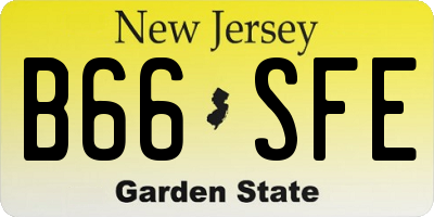 NJ license plate B66SFE