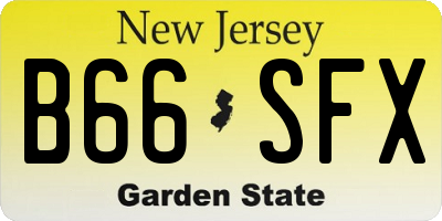 NJ license plate B66SFX
