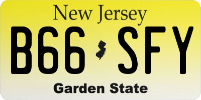 NJ license plate B66SFY