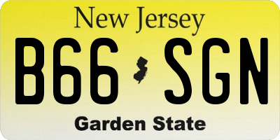NJ license plate B66SGN