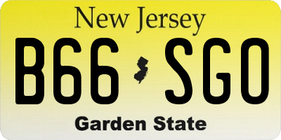 NJ license plate B66SGO