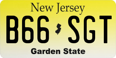 NJ license plate B66SGT