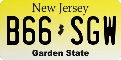 NJ license plate B66SGW