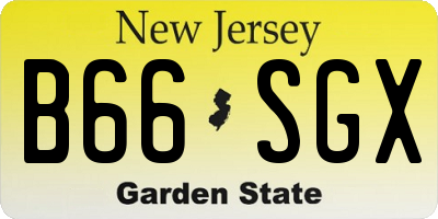 NJ license plate B66SGX