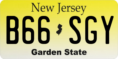 NJ license plate B66SGY