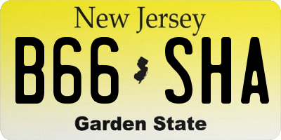 NJ license plate B66SHA