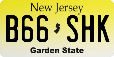 NJ license plate B66SHK