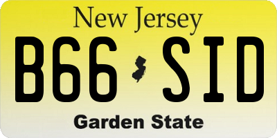 NJ license plate B66SID