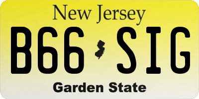 NJ license plate B66SIG