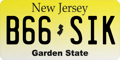 NJ license plate B66SIK