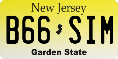 NJ license plate B66SIM