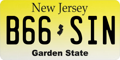 NJ license plate B66SIN