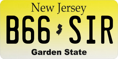 NJ license plate B66SIR
