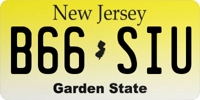 NJ license plate B66SIU