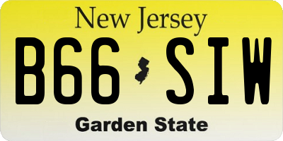 NJ license plate B66SIW