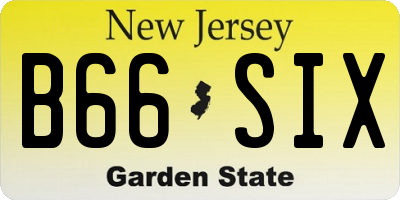 NJ license plate B66SIX