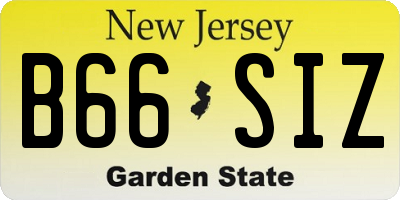 NJ license plate B66SIZ