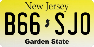 NJ license plate B66SJO
