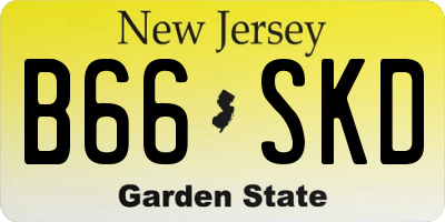 NJ license plate B66SKD