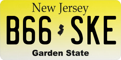NJ license plate B66SKE