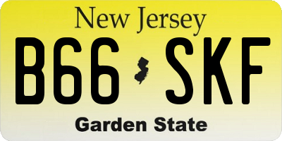 NJ license plate B66SKF