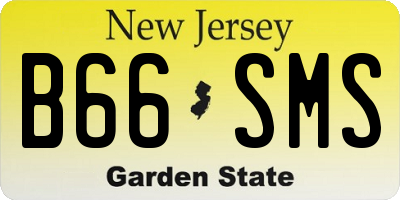 NJ license plate B66SMS