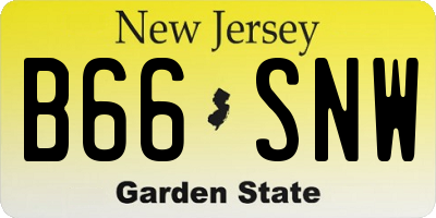NJ license plate B66SNW