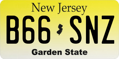 NJ license plate B66SNZ