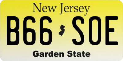 NJ license plate B66SOE