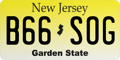 NJ license plate B66SOG