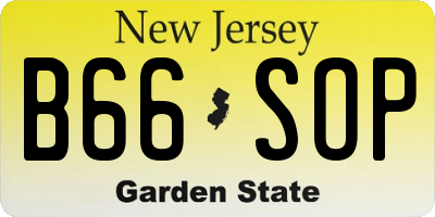 NJ license plate B66SOP