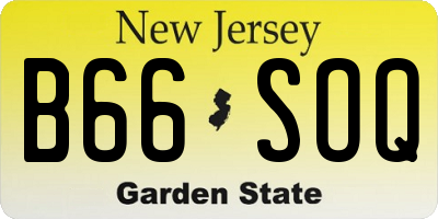 NJ license plate B66SOQ
