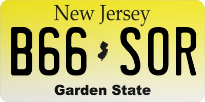 NJ license plate B66SOR