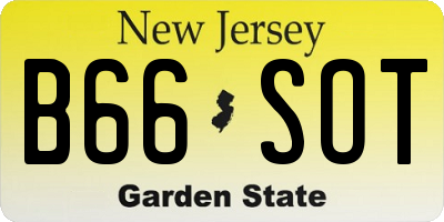 NJ license plate B66SOT