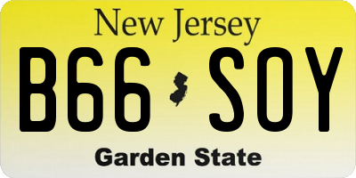 NJ license plate B66SOY