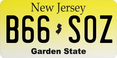 NJ license plate B66SOZ