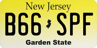 NJ license plate B66SPF