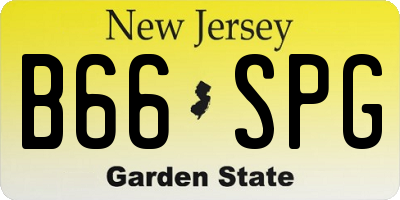 NJ license plate B66SPG