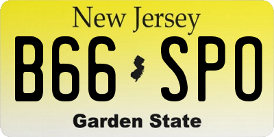 NJ license plate B66SPO