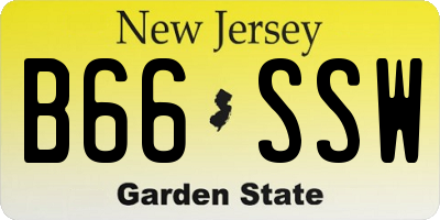 NJ license plate B66SSW