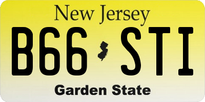NJ license plate B66STI