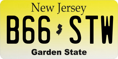 NJ license plate B66STW